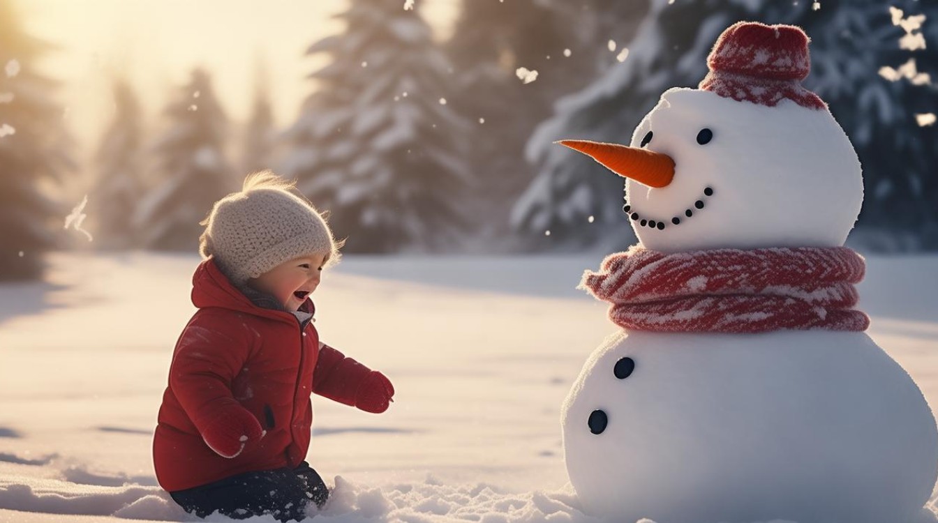 如何用堆雪人描绘冬日童趣的诗意瞬间？-图1