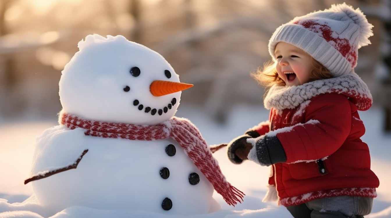 如何用堆雪人描绘冬日童趣的诗意瞬间？-图2
