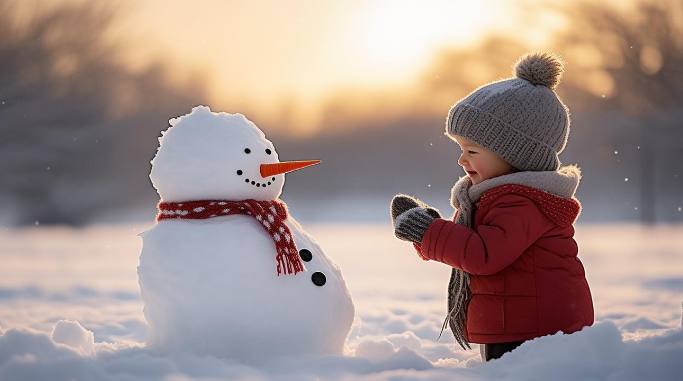 如何用堆雪人描绘冬日童趣的诗意瞬间？-图3