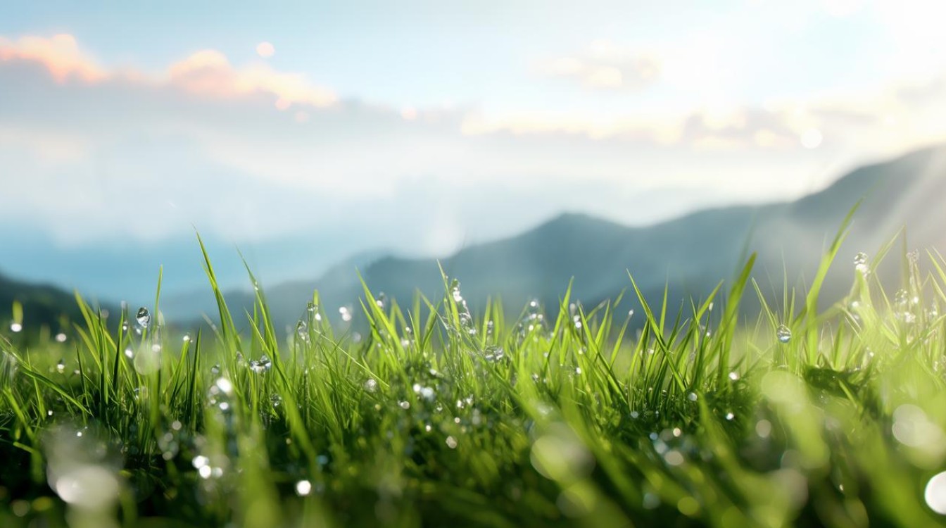 如何用文字描绘初春晨光中的露珠与山峦美景？-图3